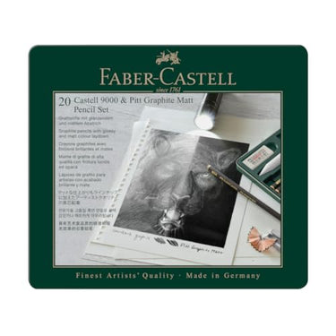 Faber-Castell 115224 - Bleistifte Set Pitt Graphite Matt & Castell 9000, 20-teilig, inkl. Papierwischer, Radierer, Knetradierer und Spitzer im Sale
